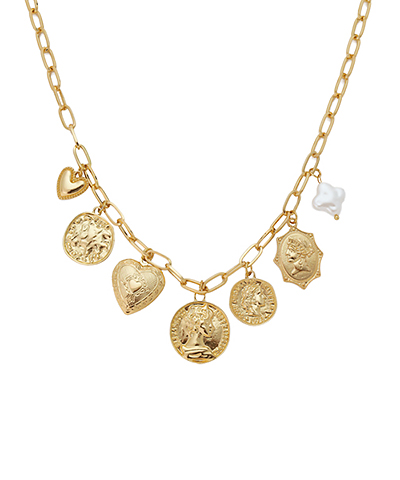 Multi Charm Coin Necklace