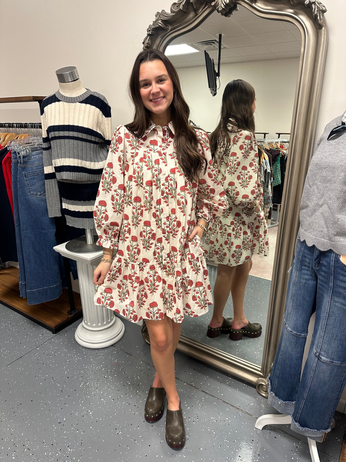 Floral Button Up Mini Dress