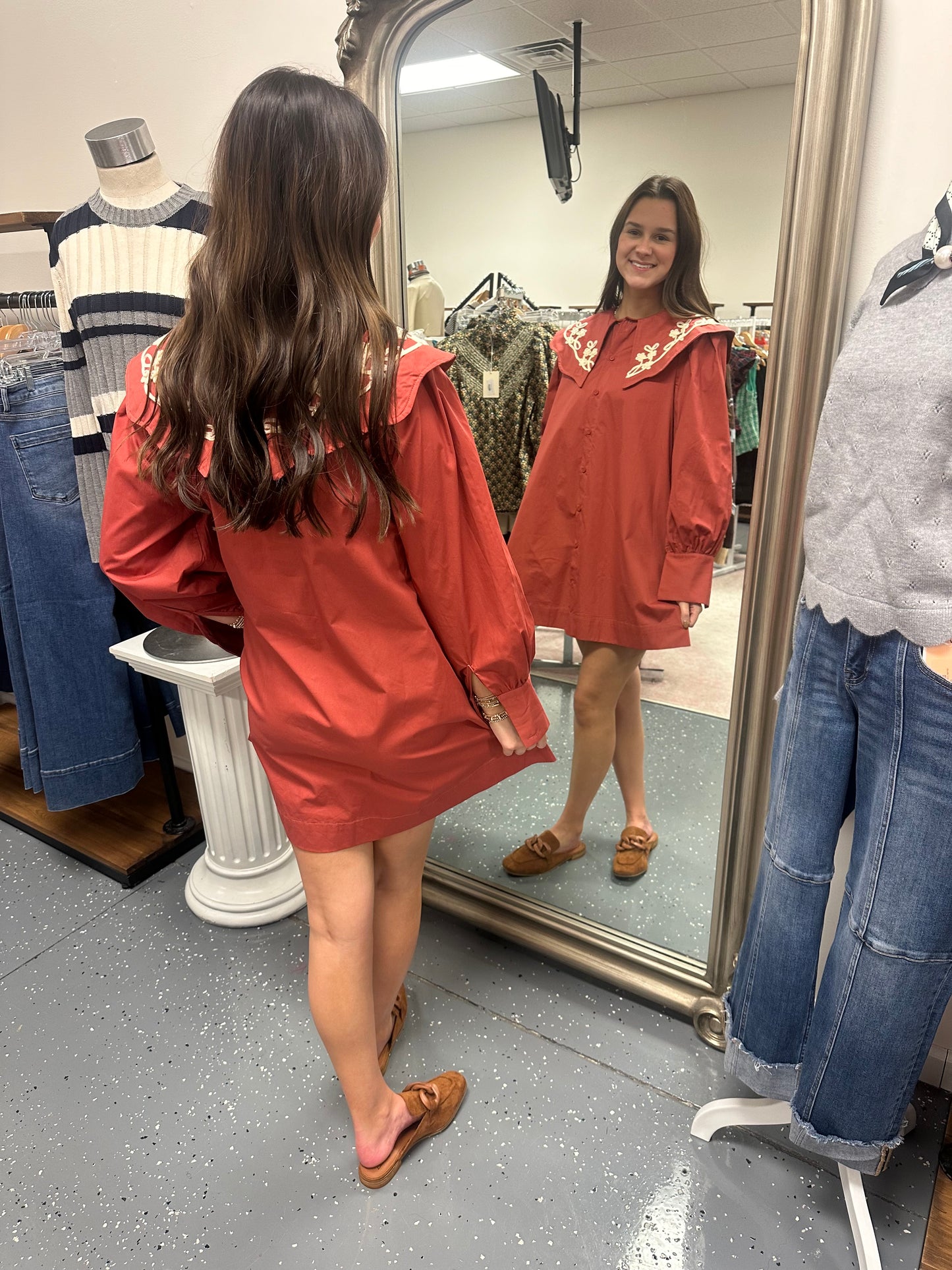 Embroidered Shirt Dress