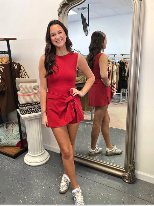 Point Taken-Athletic Romper-Red