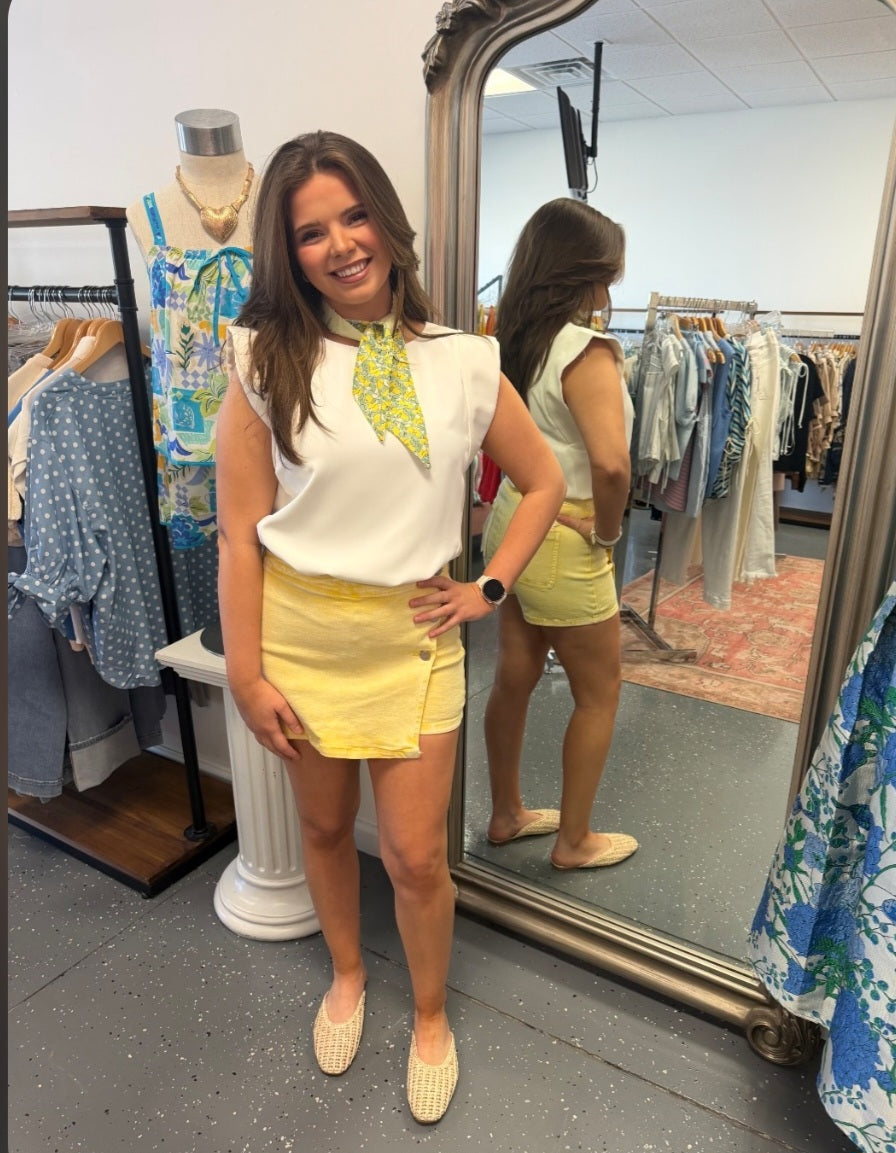 Three Button Denim Skort