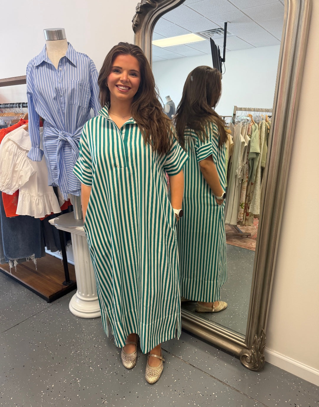 Striped Green Maxi Dress