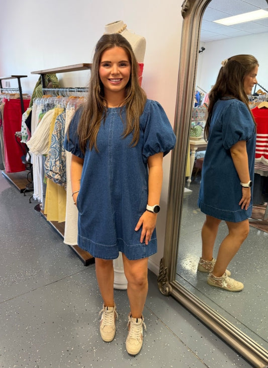 Denim A-Line Mini Dress