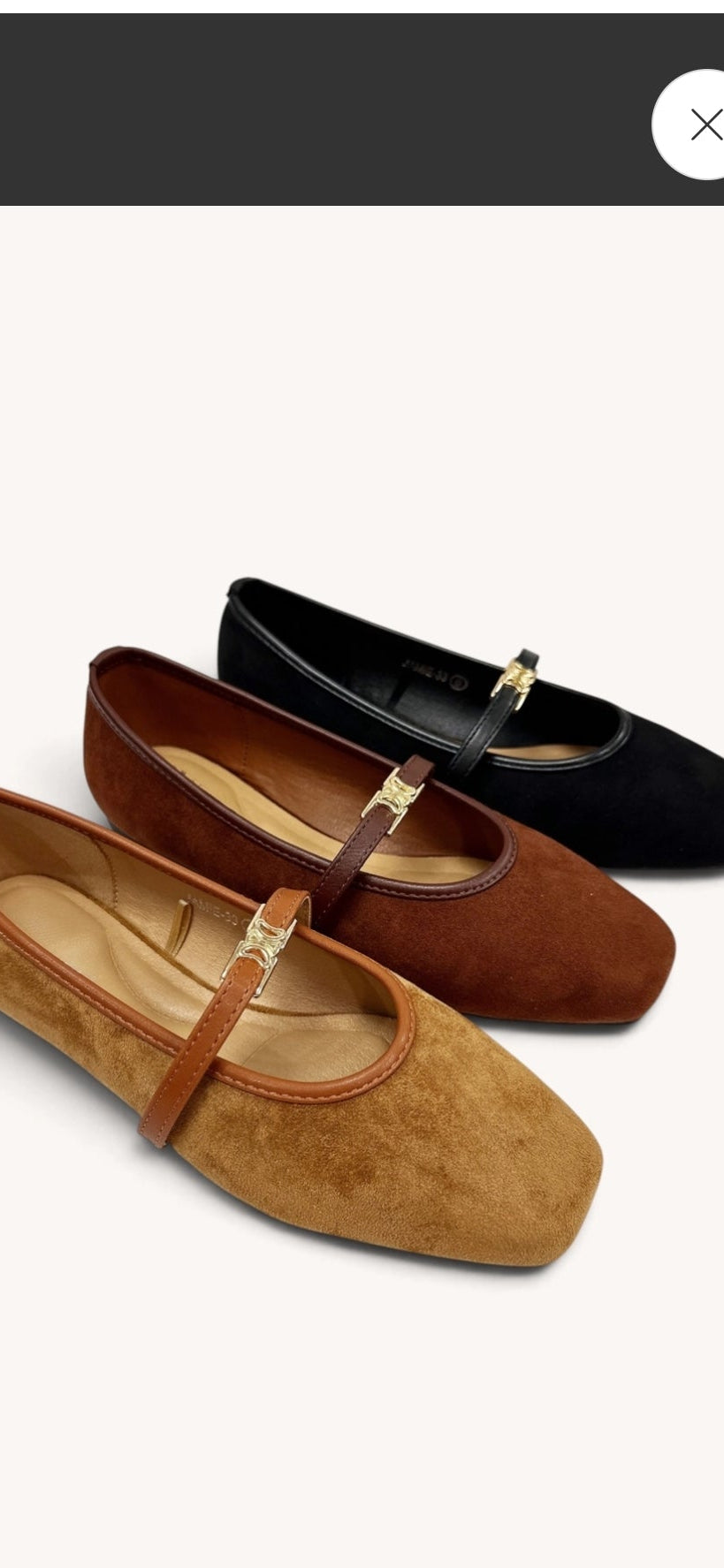 Suede Square Toe Baby Jane Flats