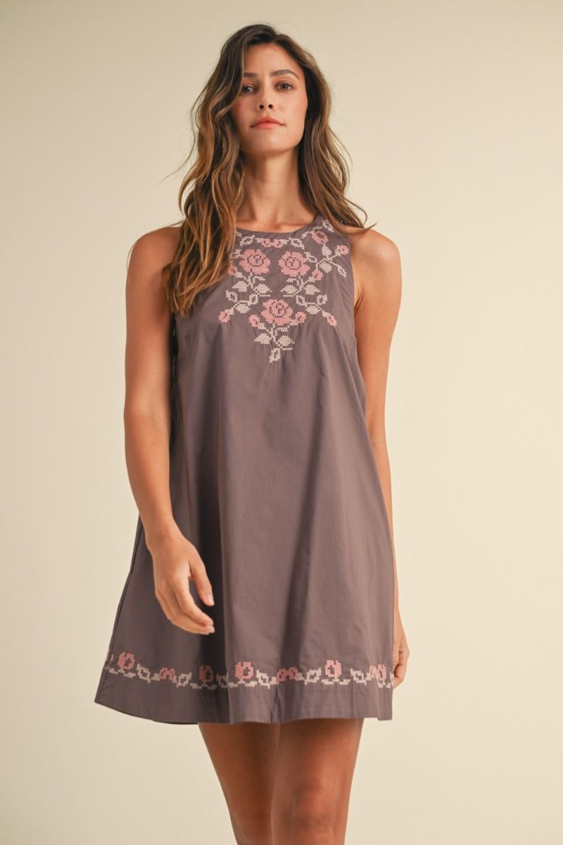 The Leah- Embroidered Midi Dress