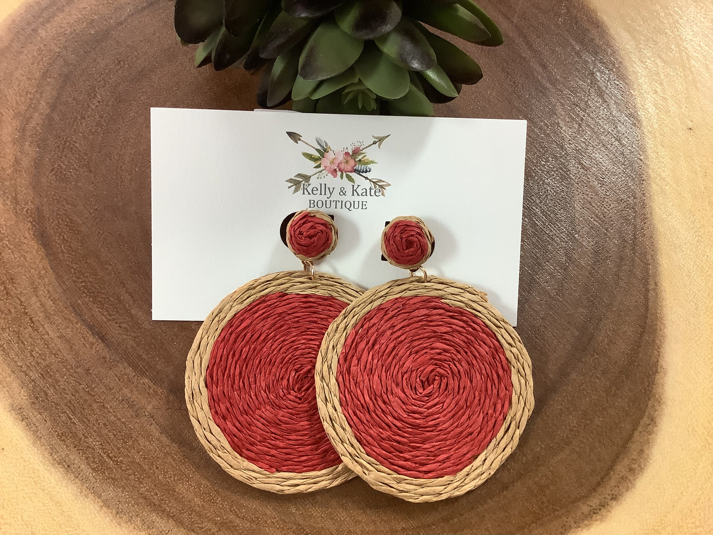 Raffia Two-Toned Disk Earrings