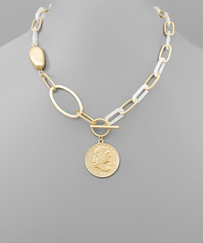Coin Pendant Oval Chain