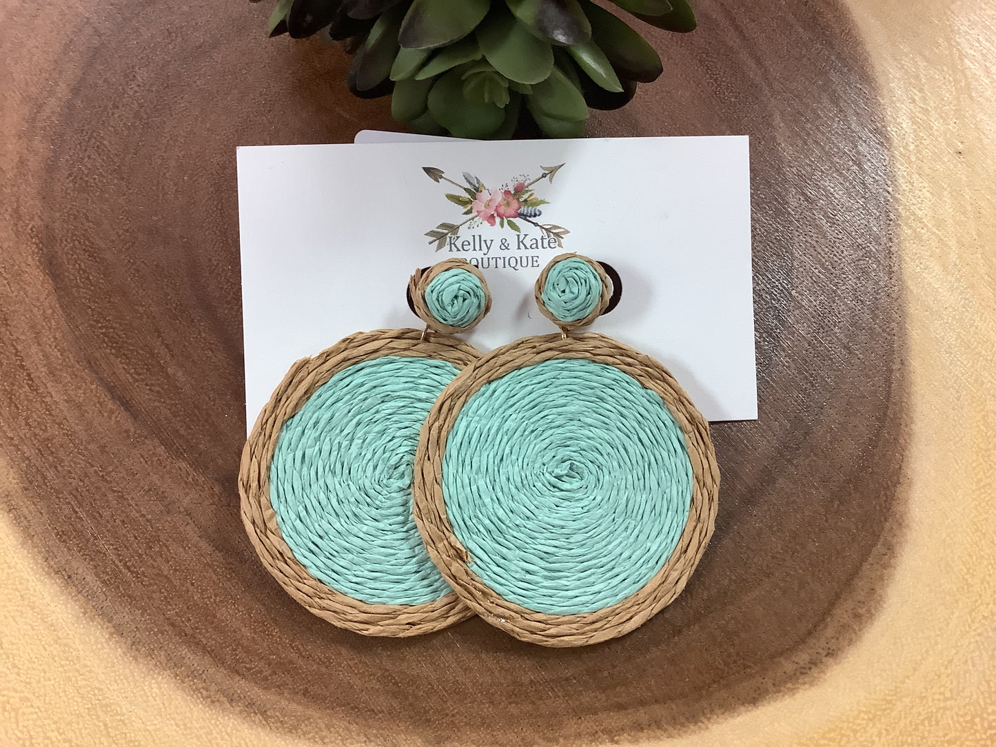 Raffia Two-Toned Disk Earrings