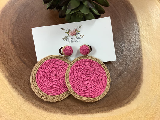 Raffia Two-Toned Disk Earrings