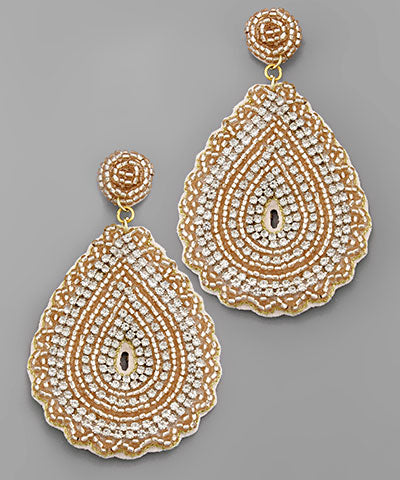 Rhinestone Studded Teardrop Earrings