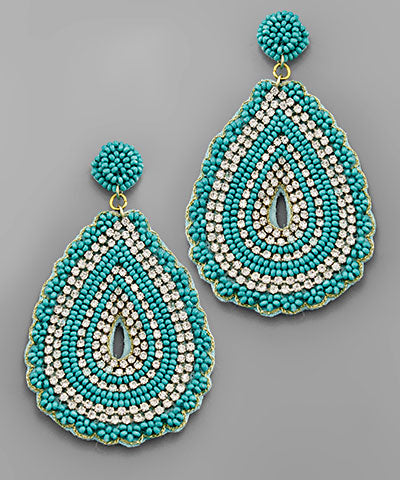 Rhinestone Studded Teardrop Earrings