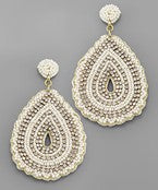 Rhinestone Studded Teardrop Earrings