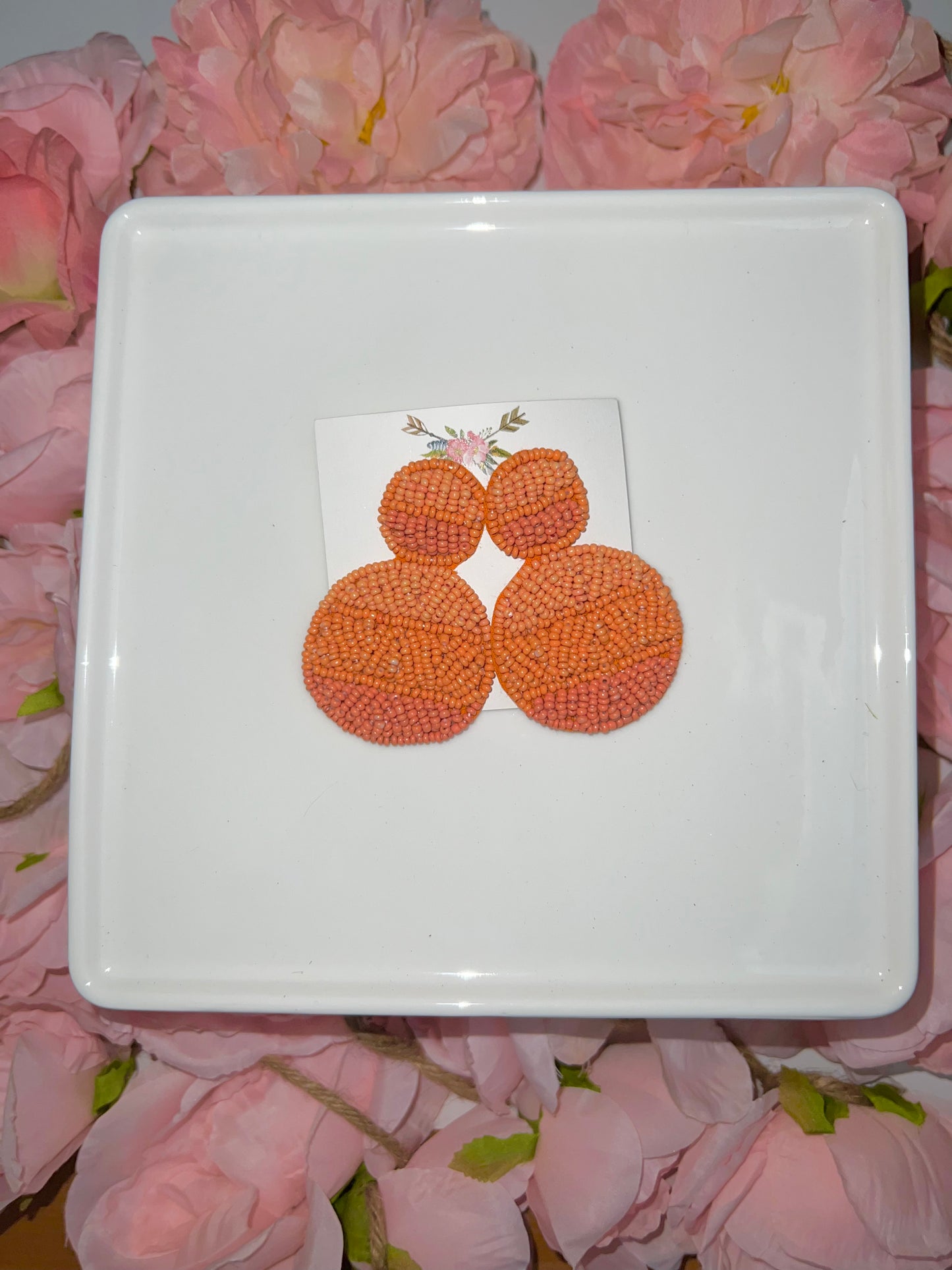 3 Tone Bead Disc Earrings